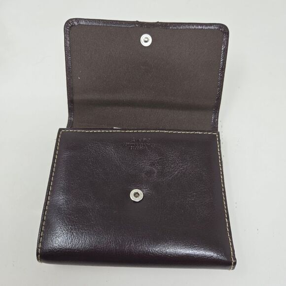 BUXTON Leather Trifold Kiss Lock Leather Wallet NOS Deep Chestnut Brown - Picture 3 of 11